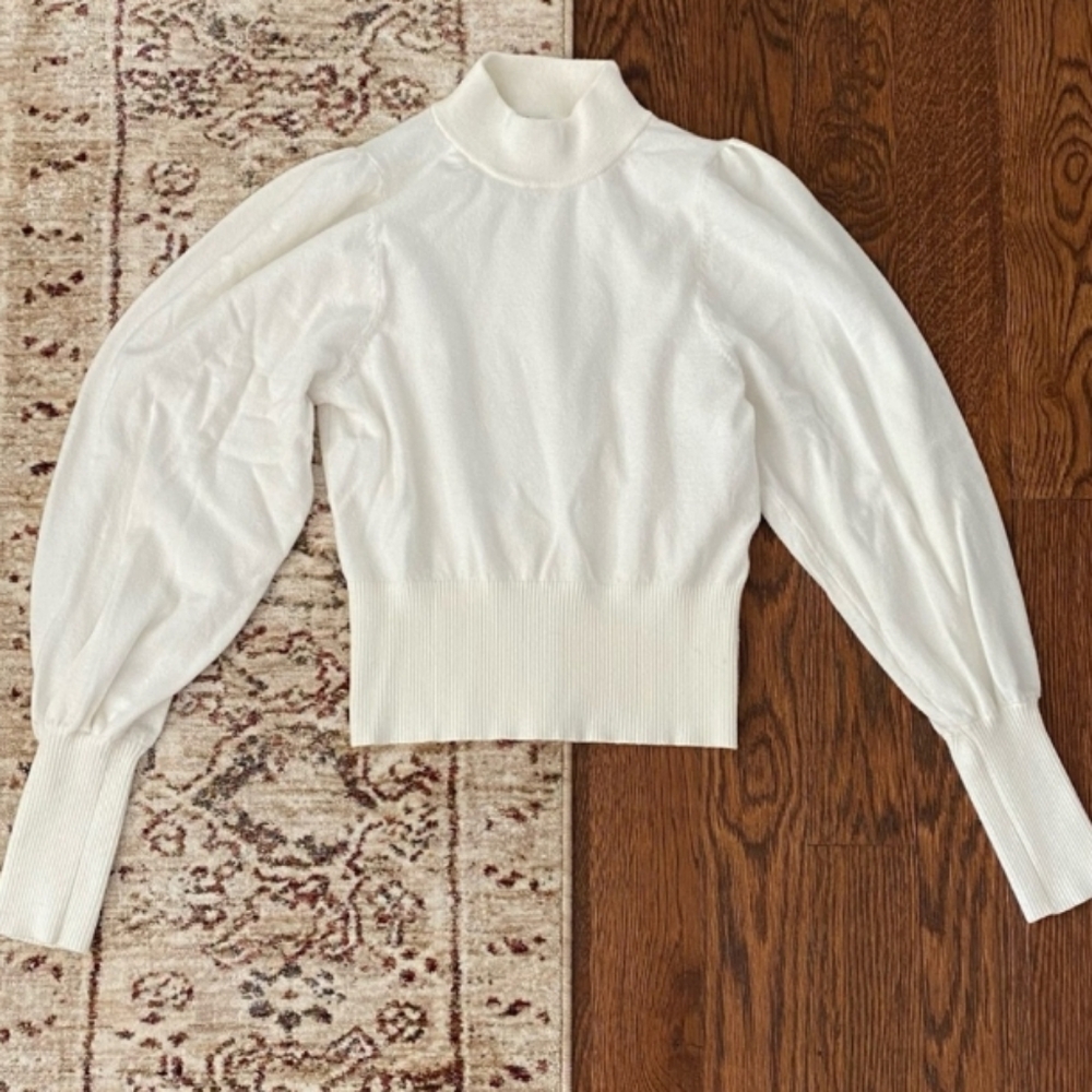 White Balloon Sleeve Sweater Express View 2